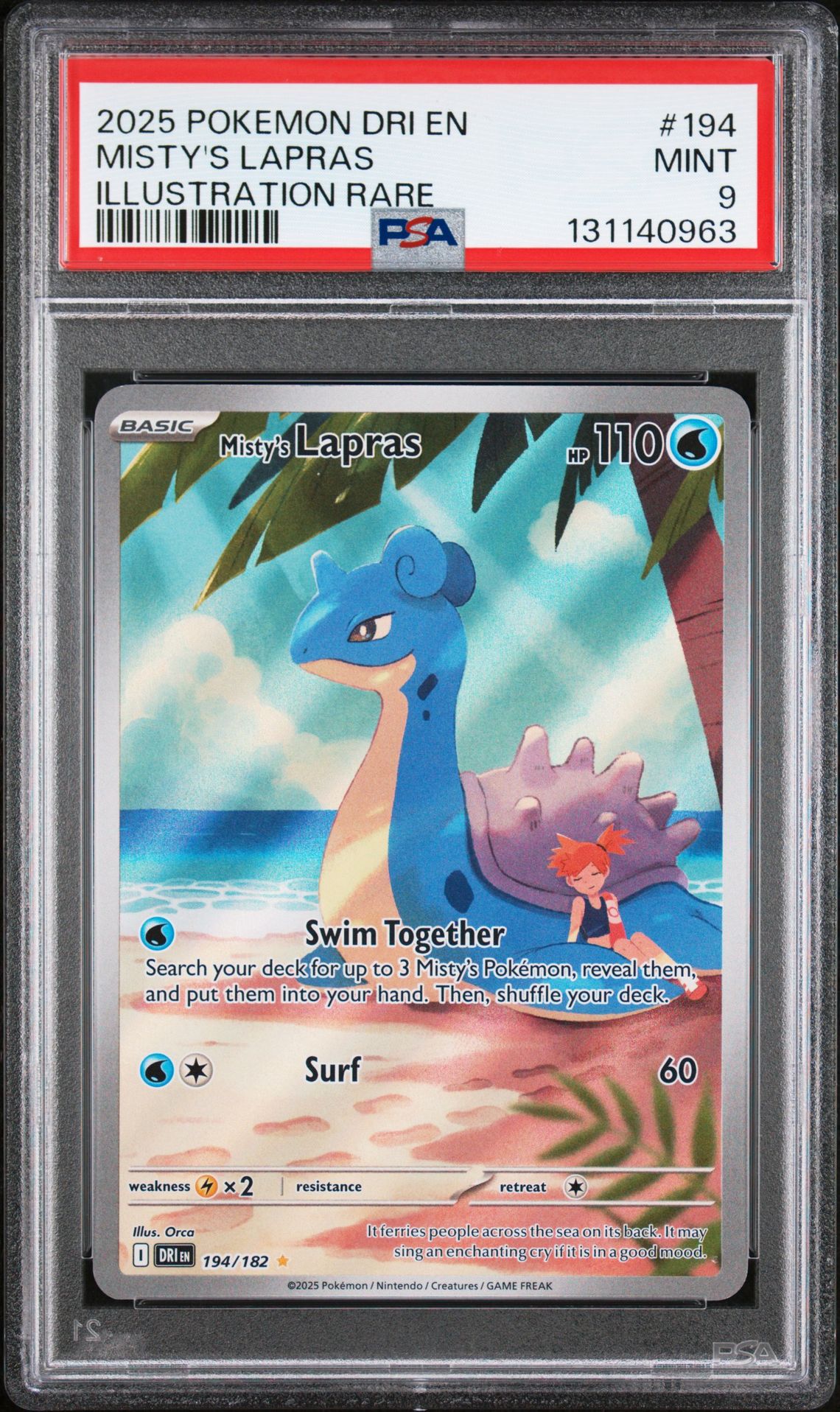 2025 Pokemon Dri En-Destined Rivals Misty's Lapras #194 (Illustration Rare) Mint 9 front