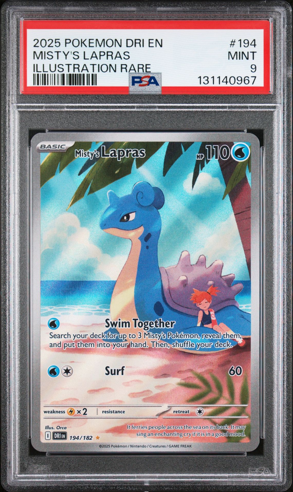 2025 Pokemon Dri En-Destined Rivals Misty's Lapras #194 (Illustration Rare) Mint 9 front