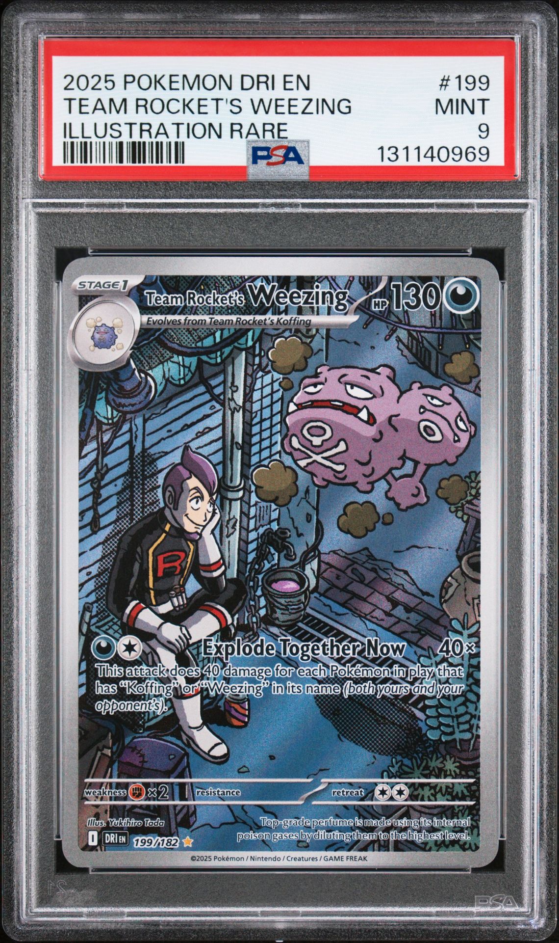 2025 Pokemon Dri En-Destined Rivals Team Rocket's Weezing #199 (Illustration Rare) Mint 9 front