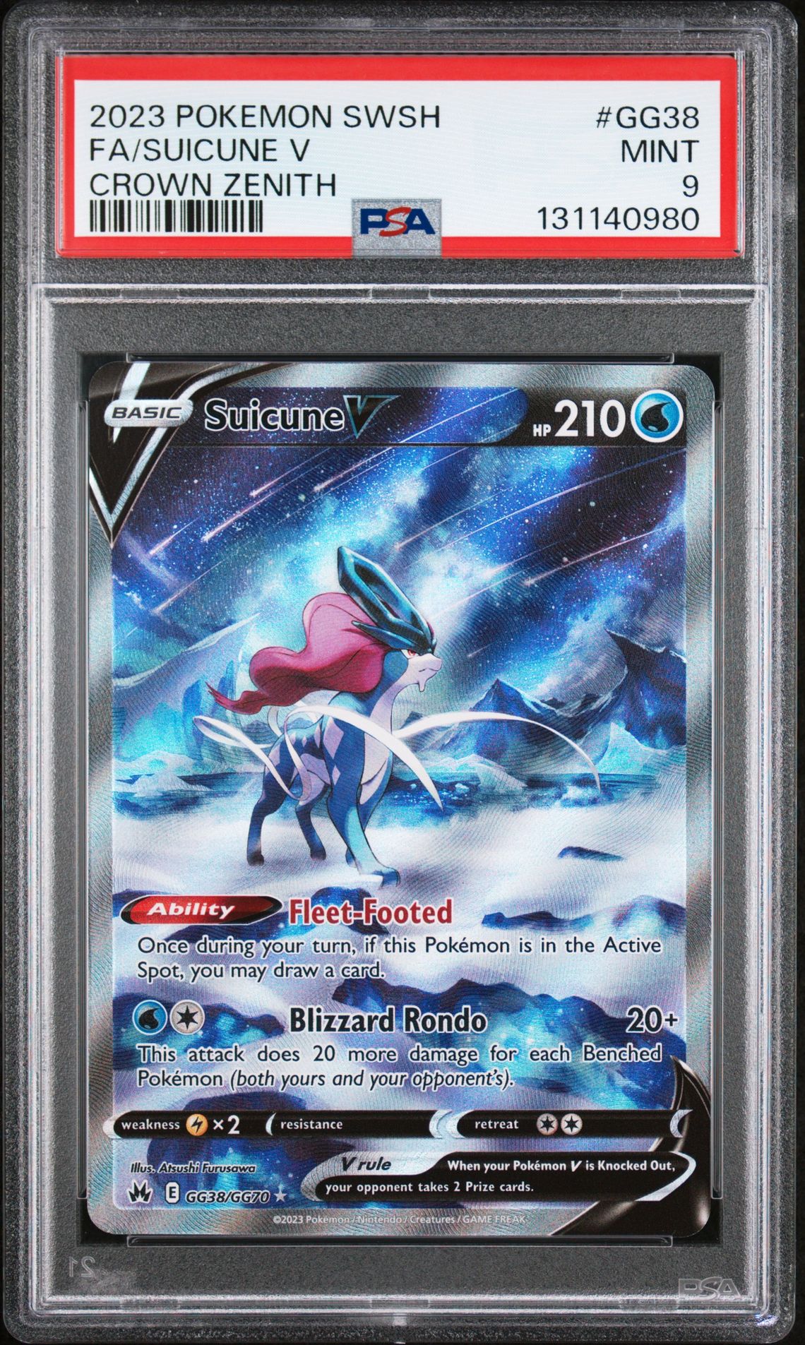 2023 Pokemon Sword And Shield Crown Zenith Fa/Suicune V #Gg38 (Crown Zenith) Mint 9 front