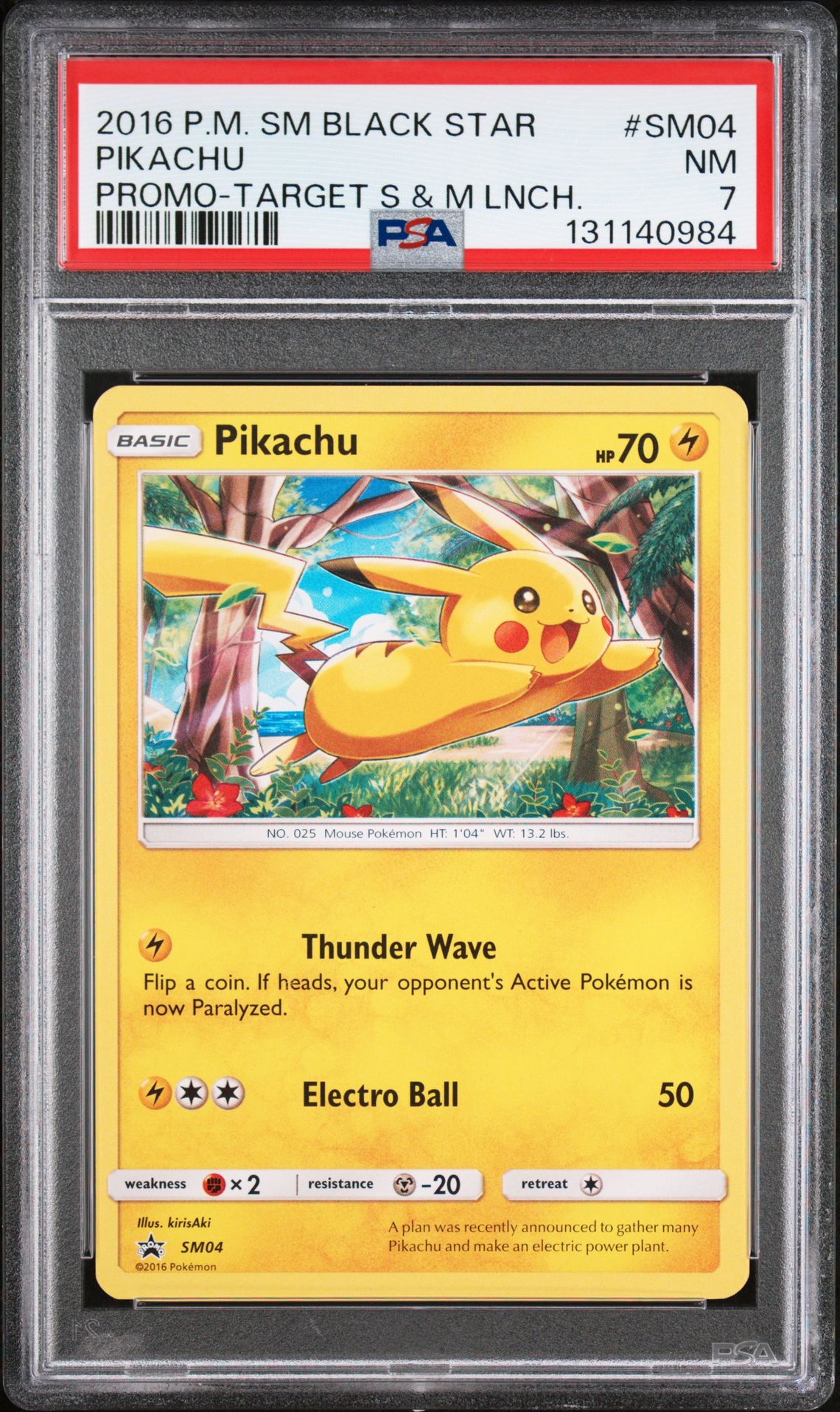 2016 Pokemon Sm Black Star Promo Pikachu #Sm04 (Promo-Target S & M Lnch.) Nm 7 front
