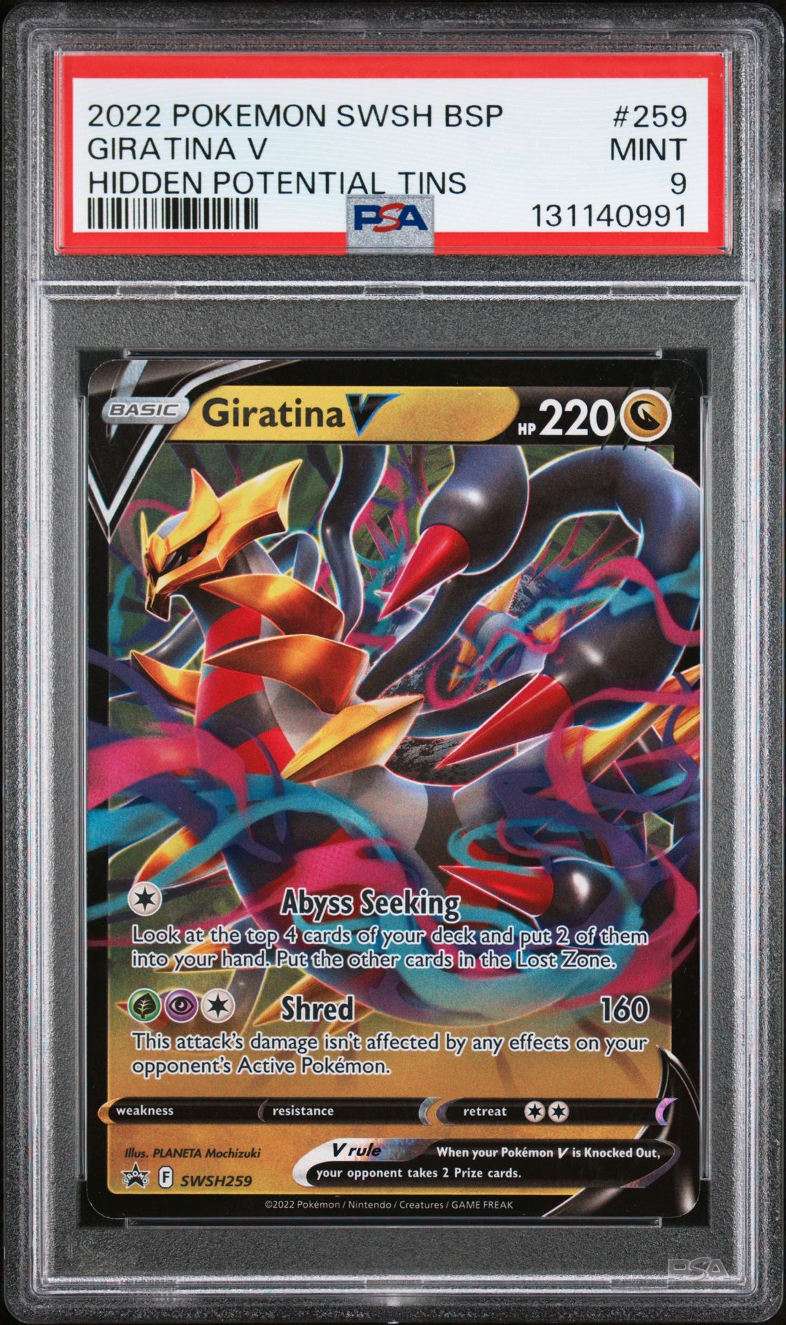 2022 Pokemon Swsh Black Star Promo Giratina V #259 (Hidden Potential Tins) Mint 9 front