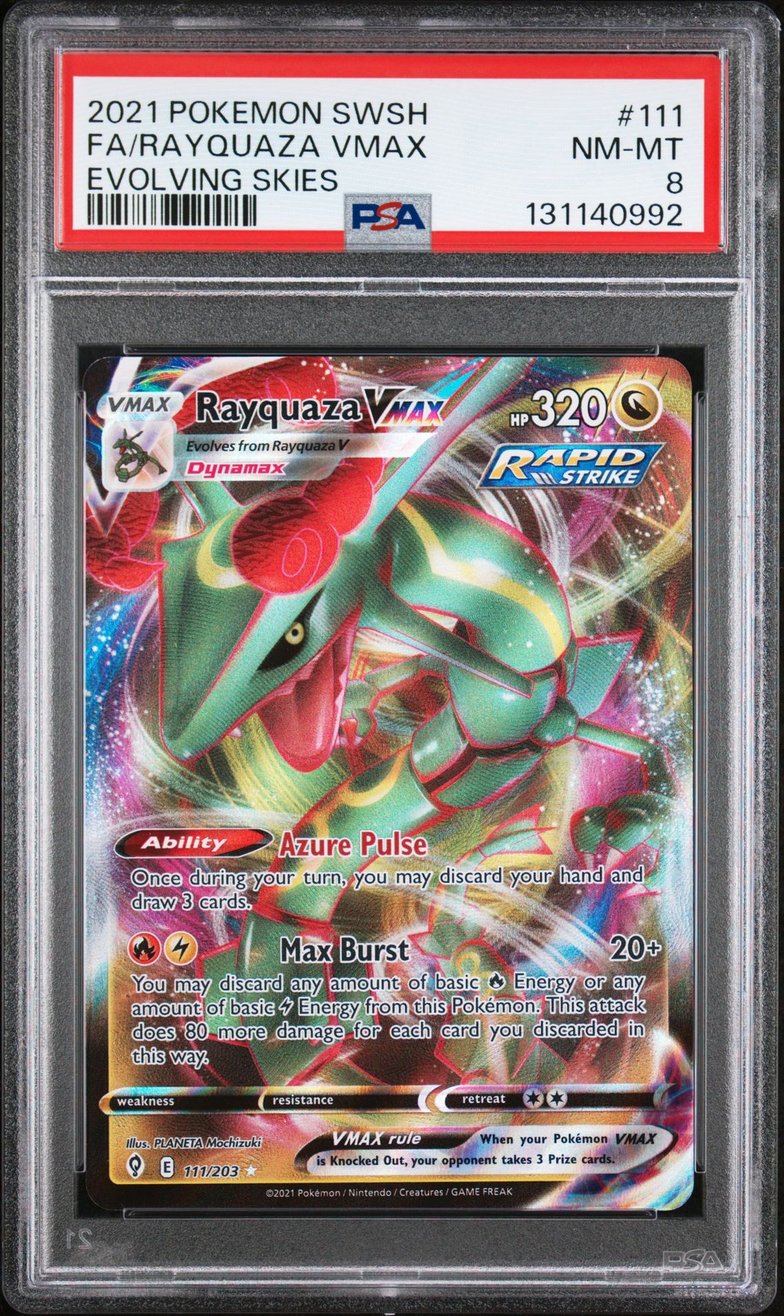 2021 Pokemon Sword & Shield Evolving Skies Fa/Rayquaza Vmax #111 (Evolving Skies) Nm-Mt 8 front