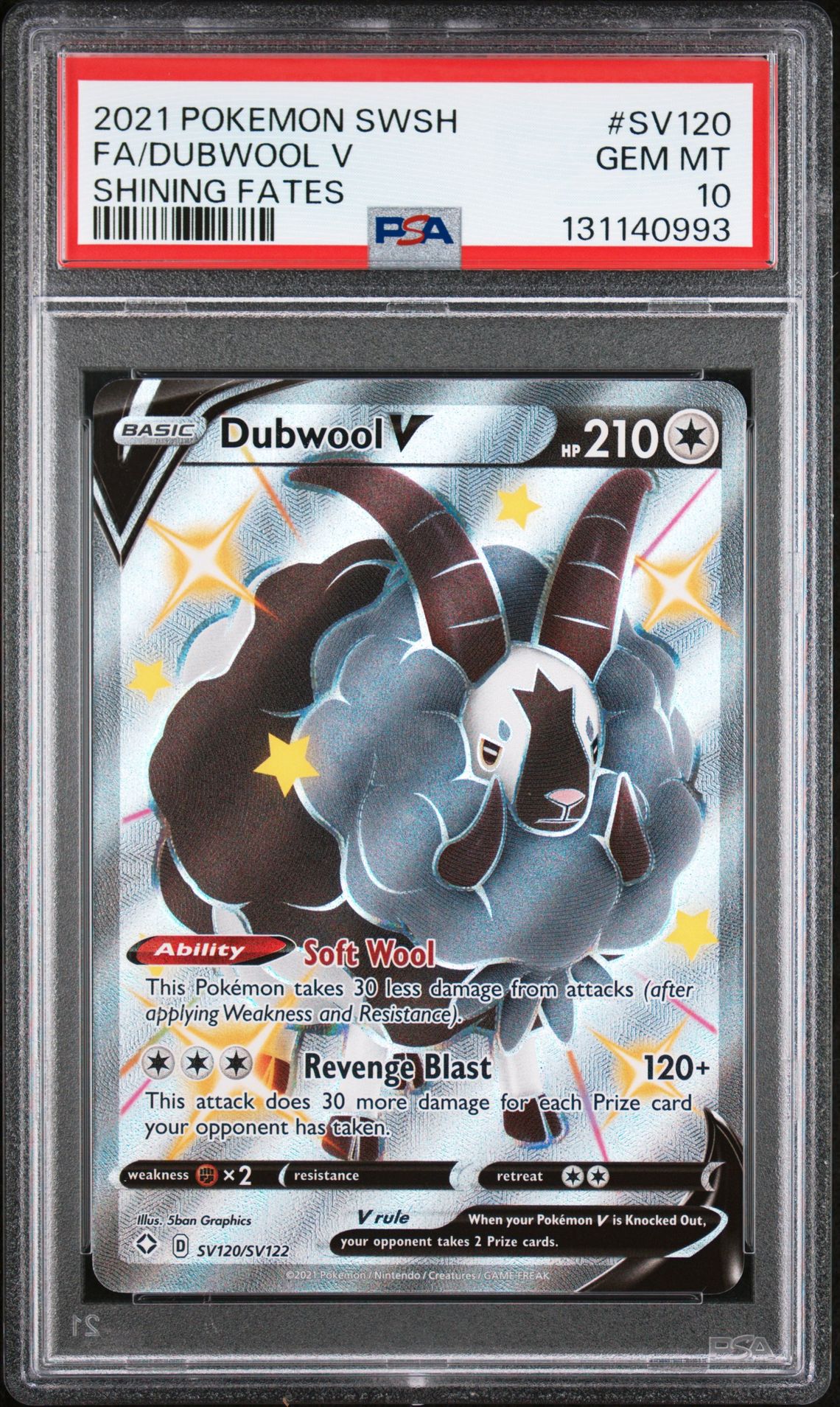 2021 Pokemon Sword & Shield Shining Fates Fa/Dubwool V #Sv120 (Shining Fates) Gem Mt 10 front
