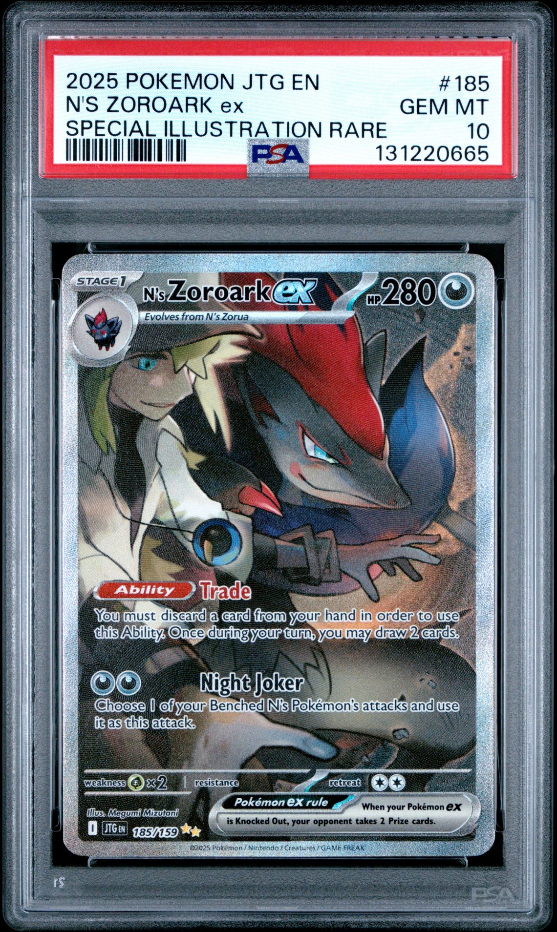2025 Pokemon Jtg En-Journey Together N's Zoroark Ex #185 (Special Illustration Rare) Gem Mt 10 front