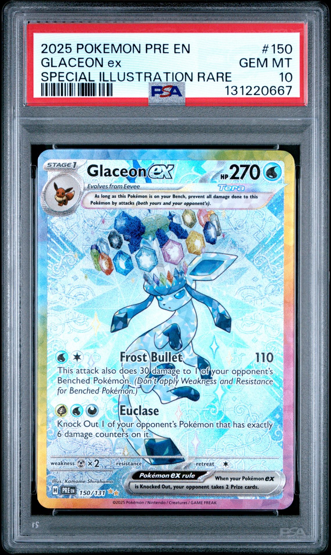 2025 Pokemon Pre En-Prismatic Evolutions Glaceon Ex #150 (Special Illustration Rare) Gem Mt 10 front