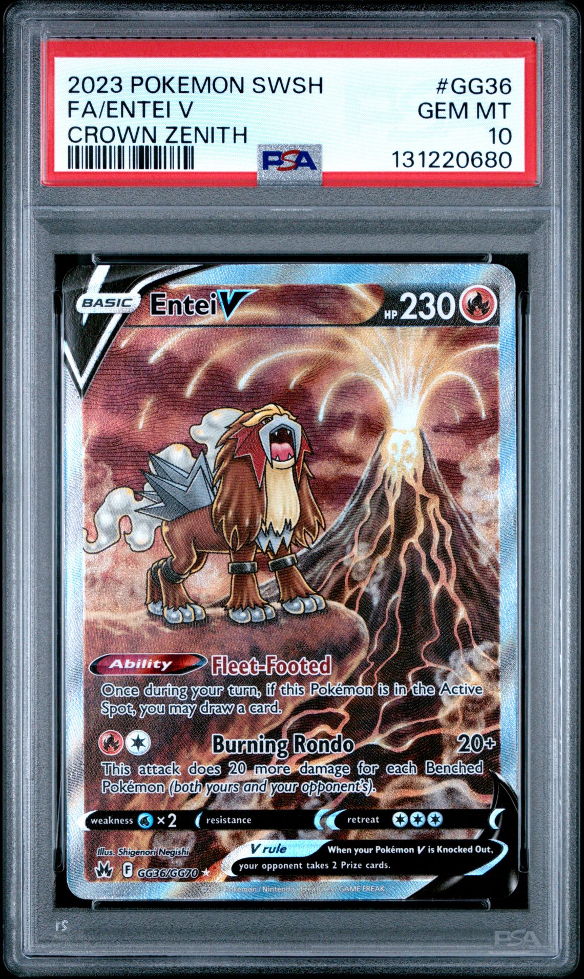 2023 Pokemon Sword And Shield Crown Zenith Fa/Entei V #Gg36 (Crown Zenith) Gem Mt 10 front