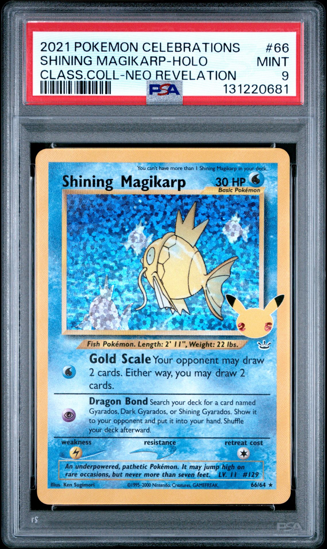 2021 Pokemon Celebrations Classic Collection Shining Magikarp-Holo #66 (Class.coll-Neo Revelation) Mint 9 front