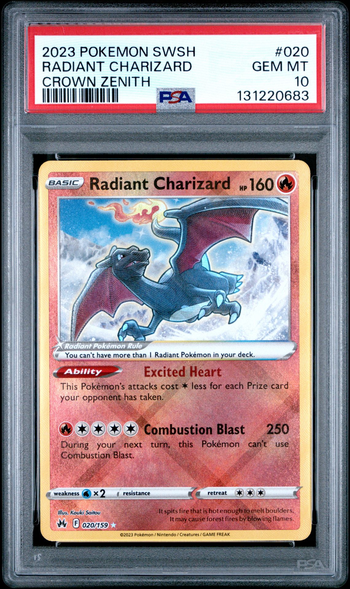 2023 Pokemon Sword And Shield Crown Zenith Radiant Charizard #020 (Crown Zenith) Gem Mt 10 front