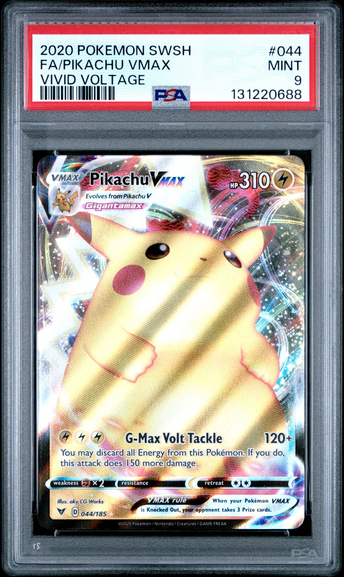 2020 Pokemon Sword & Shield Vivid Voltage Fa/Pikachu Vmax #044 (Vivid Voltage) Mint 9 front