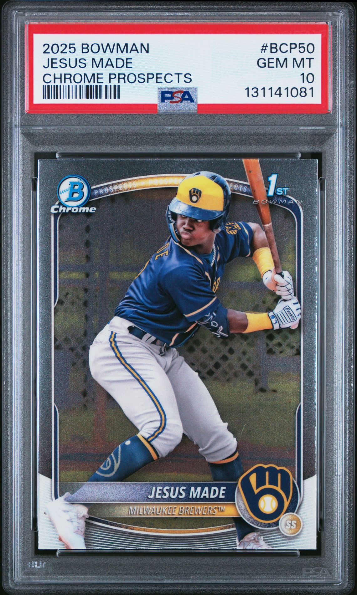 2025 Bowman Chrome Prospects Jesus Made #Bcp50 Gem Mt 10 front