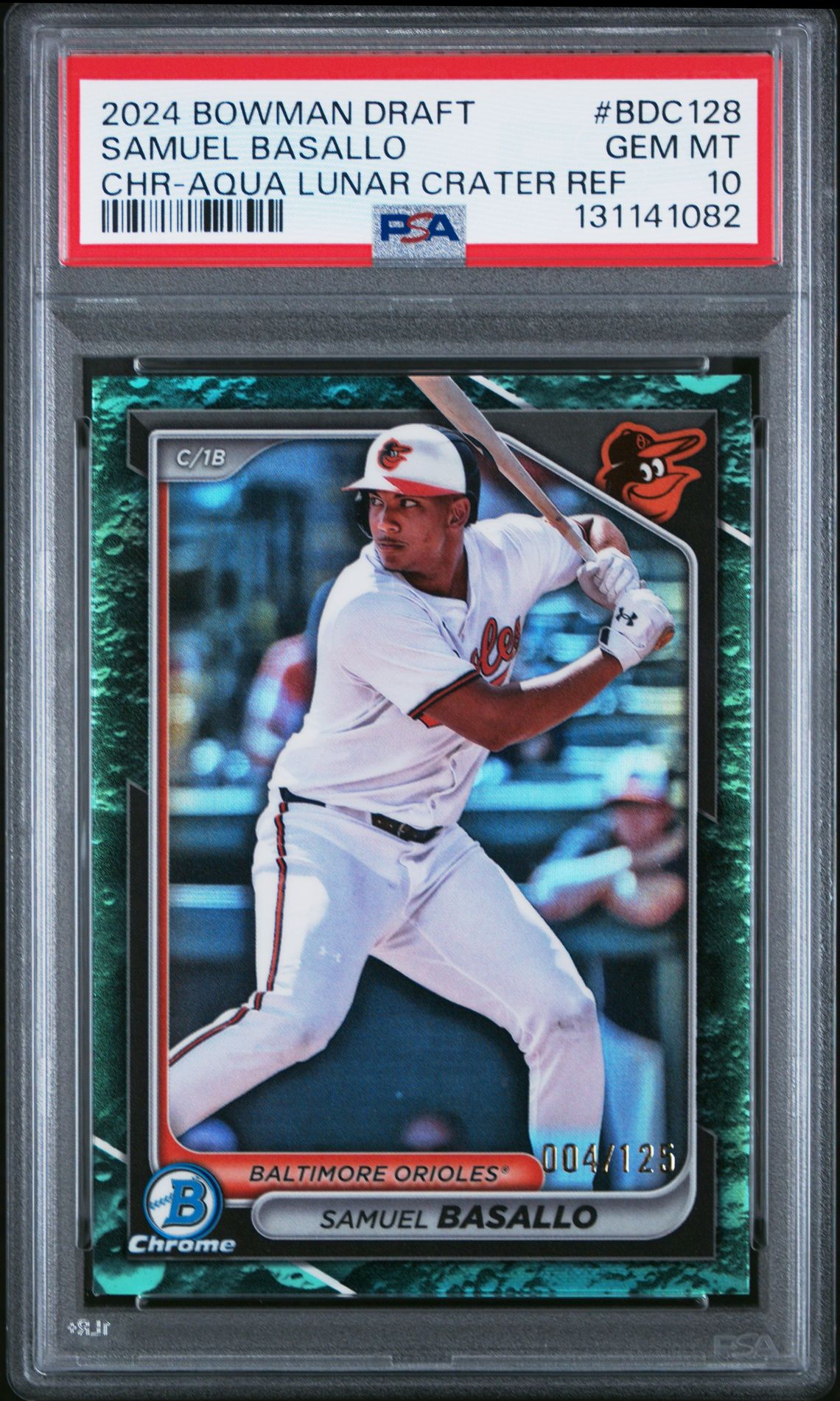 2024 Bowman Draft Samuel Basallo #Bdc128 (Chr-Aqua Lunar Crater Ref) Gem Mt 10 front