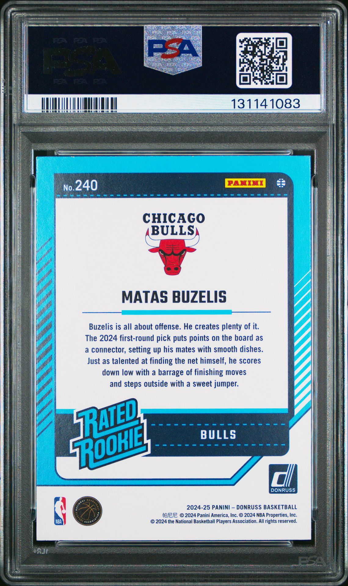 2024 Panini Donruss Matas Buzelis #240 (International) Mint 9 back