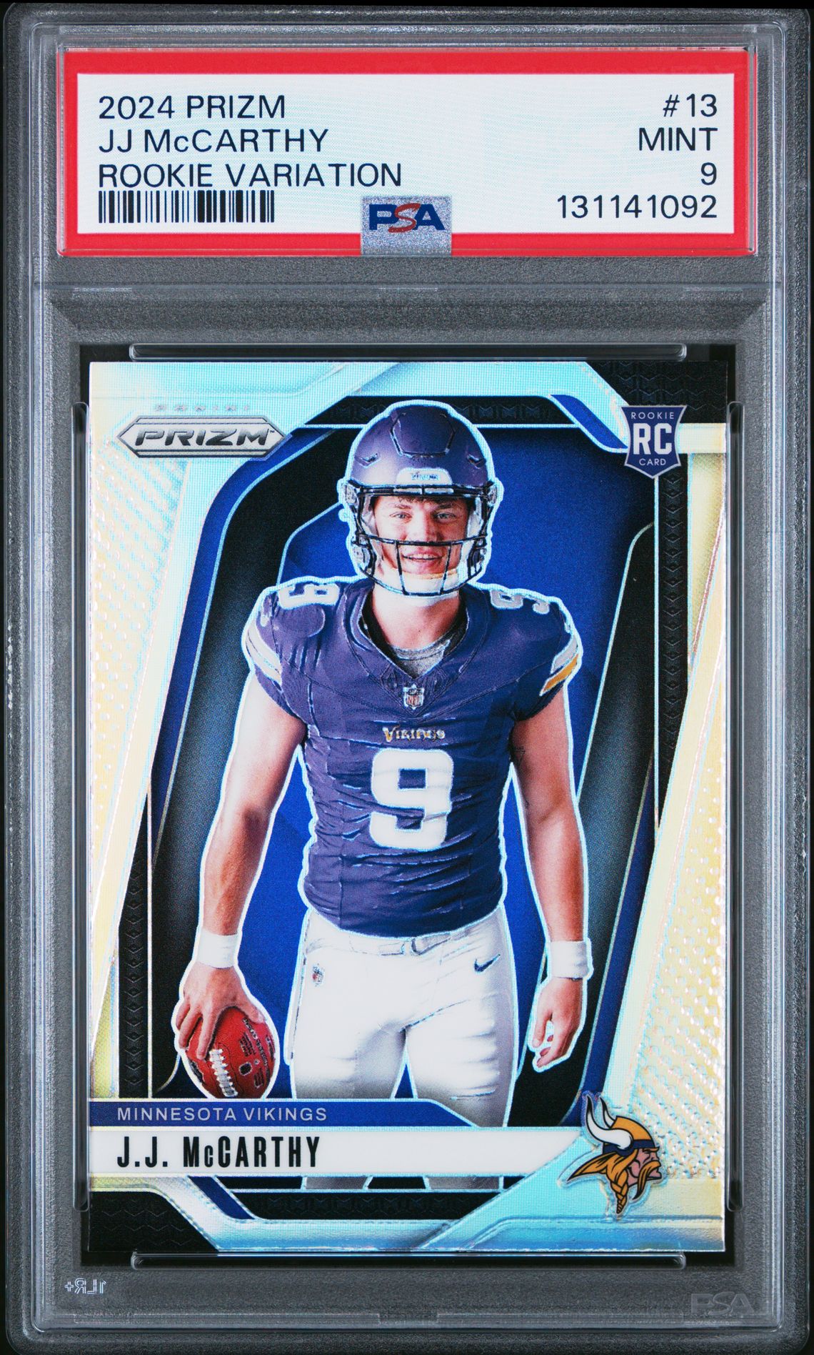 2024 Panini Prizm Rookie Variation Jj Mccarthy #13 Mint 9 front