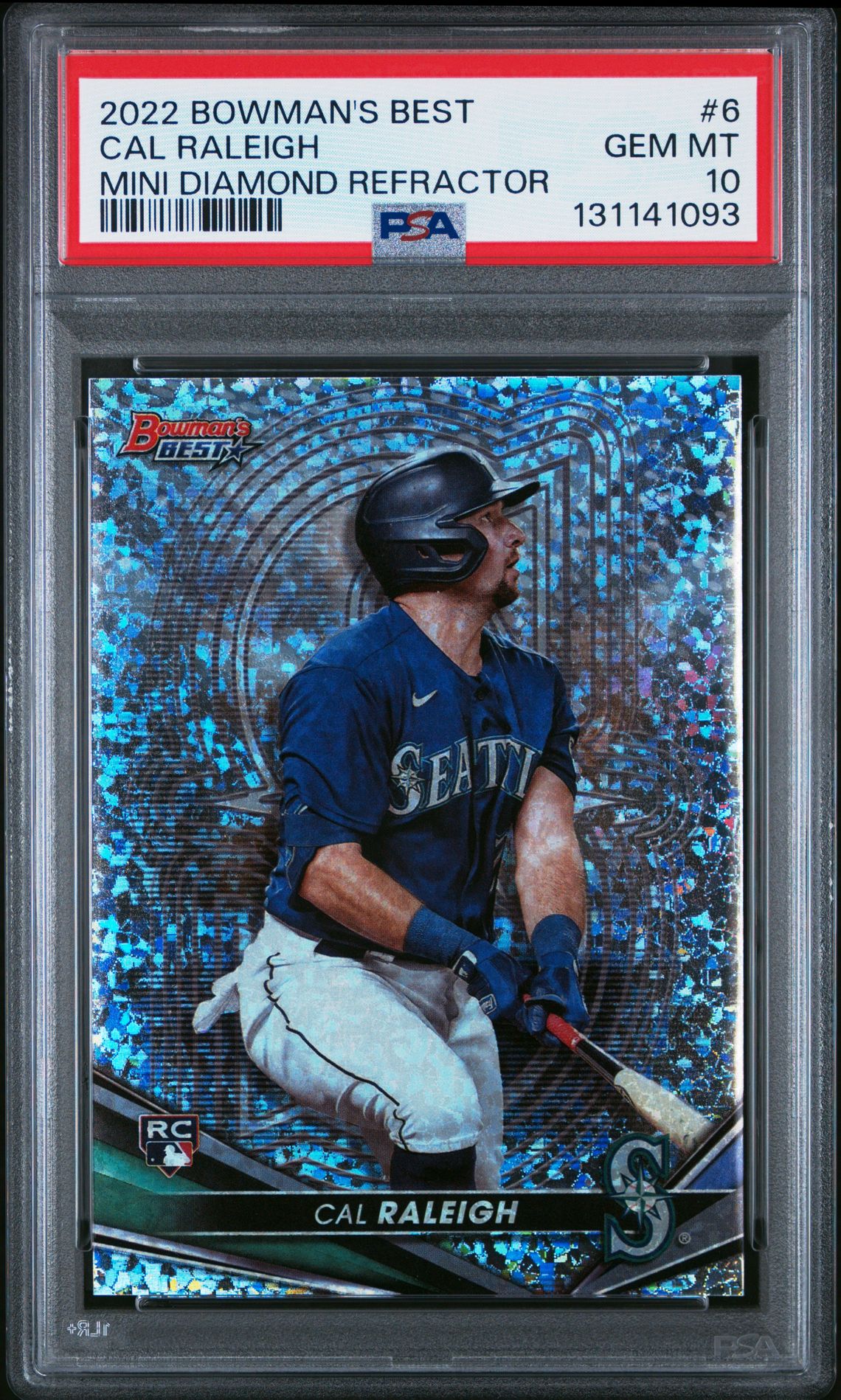 2022 Bowman's Best Cal Raleigh #6 (Mini Diamond Refractor) Gem Mt 10 front