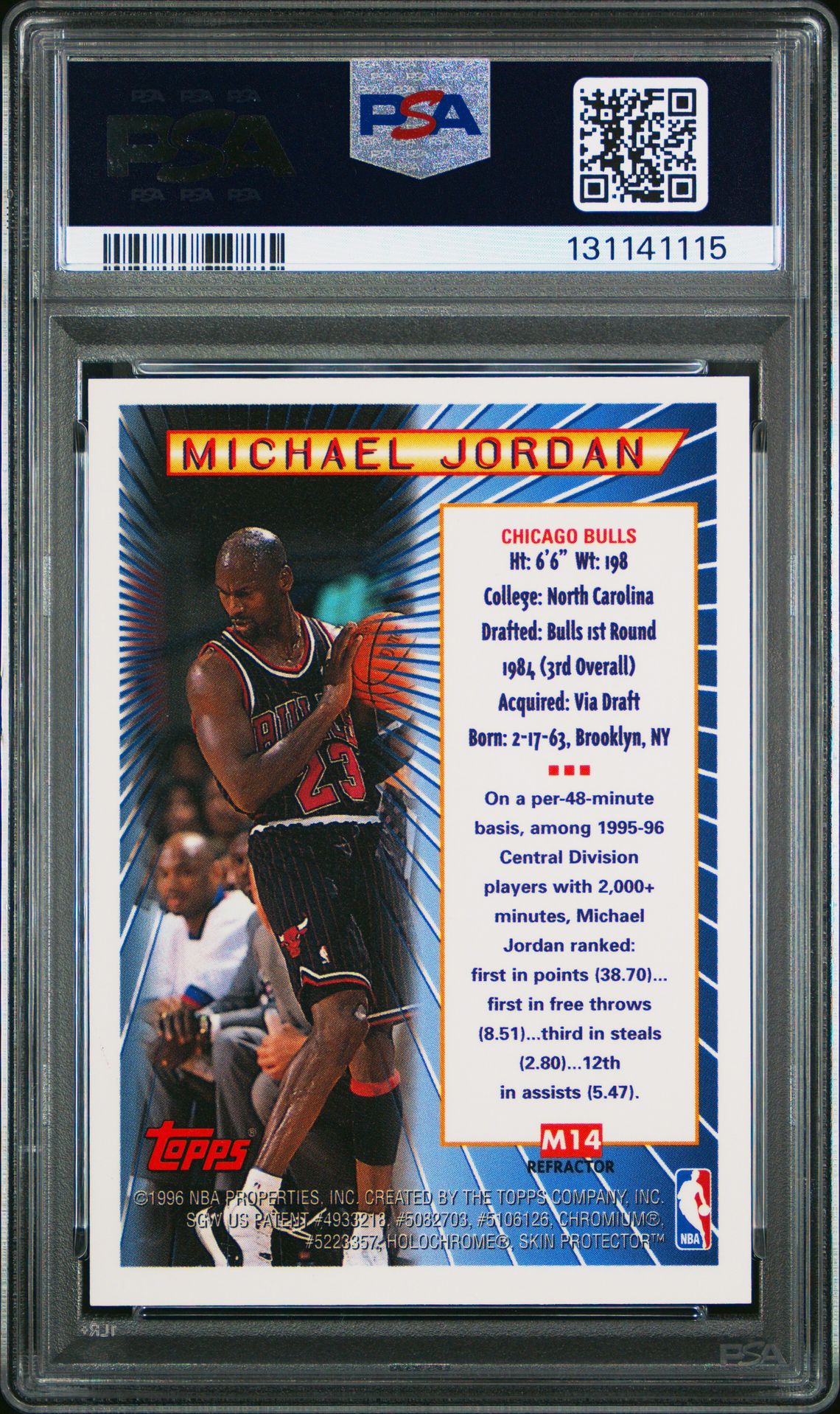 1996 Topps Mystery Finest Michael Jordan #M14 (Super Team Nba Finals) Mint 9 back