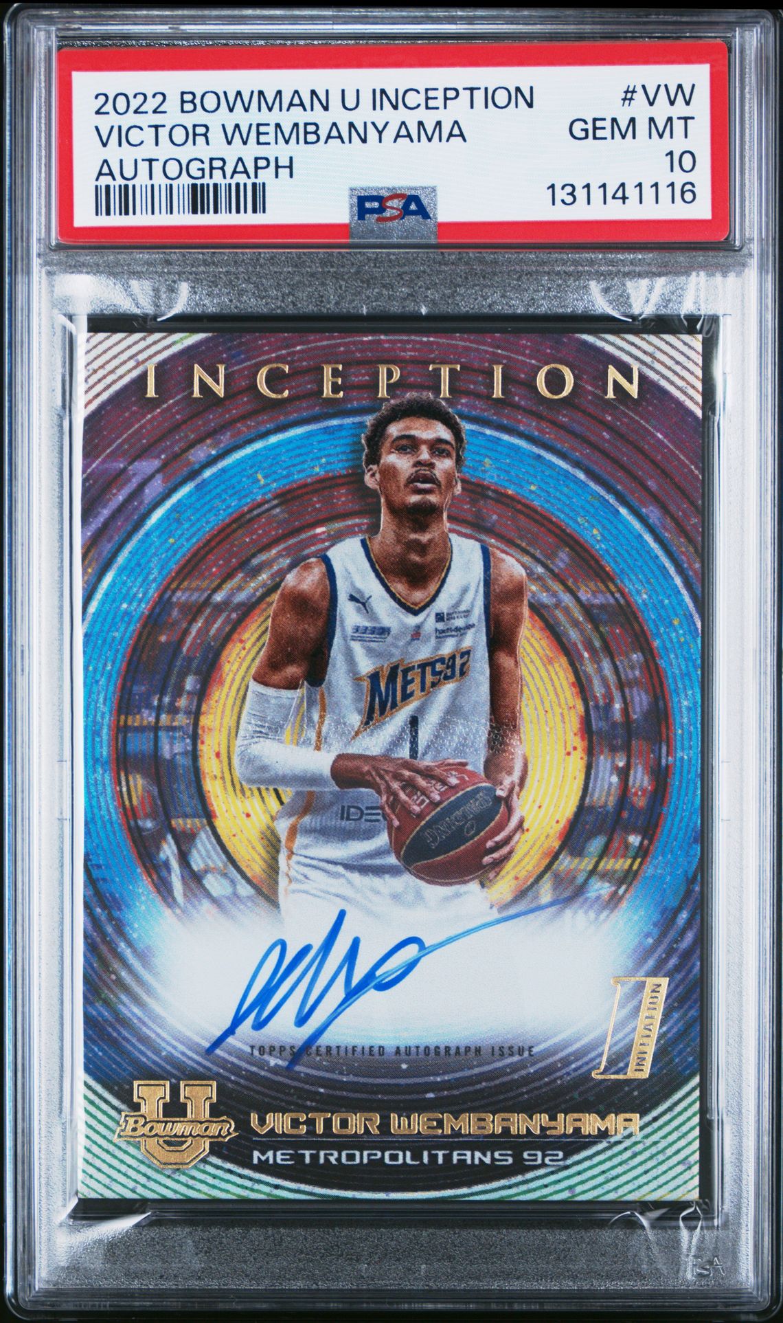 2022 Bowman University Inception Autographs Victor Wembanyama #Vw (Autograph) Gem Mt 10 front