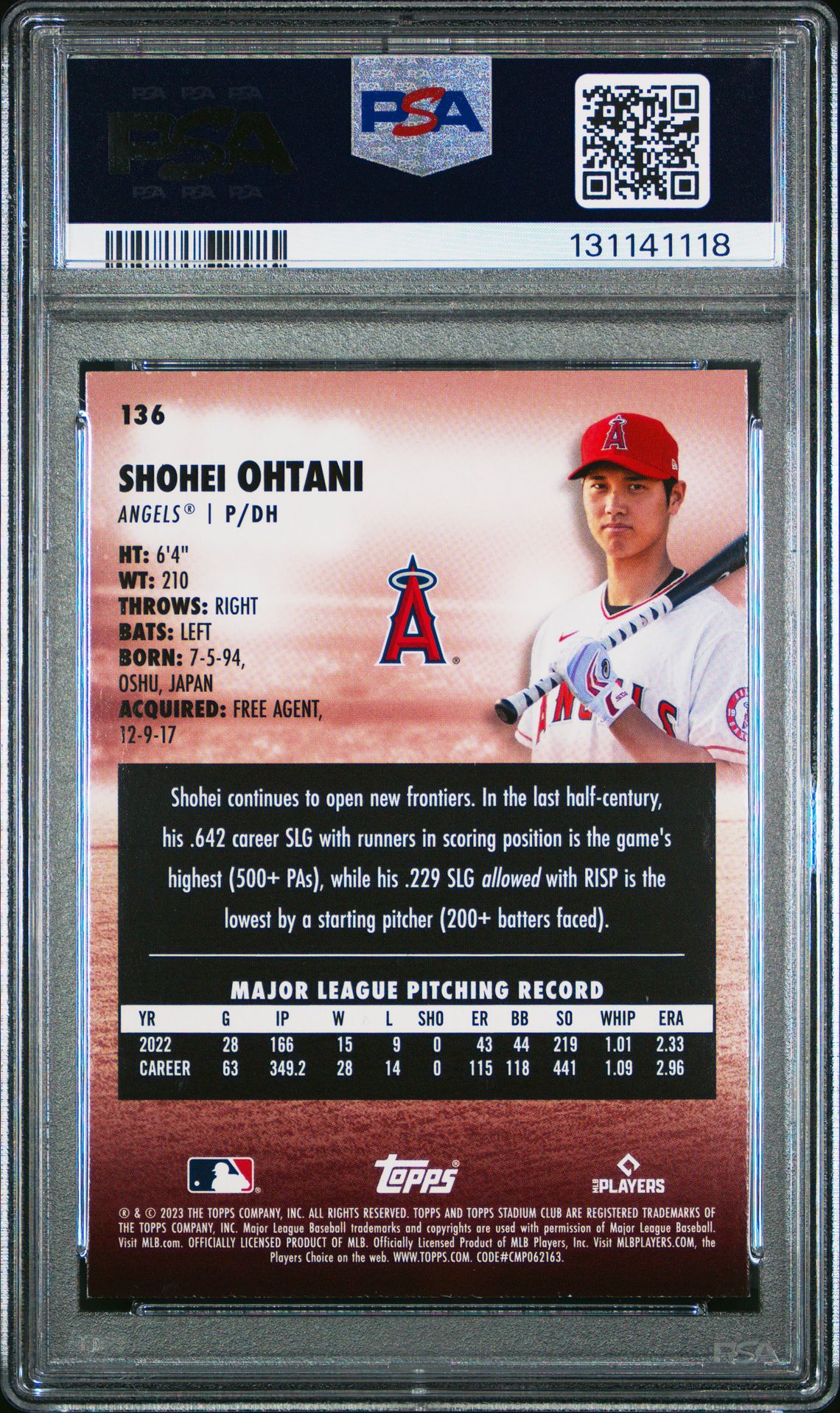 2023 Topps Stadium Club Shohei Ohtani #136 Nm-Mt 8 back