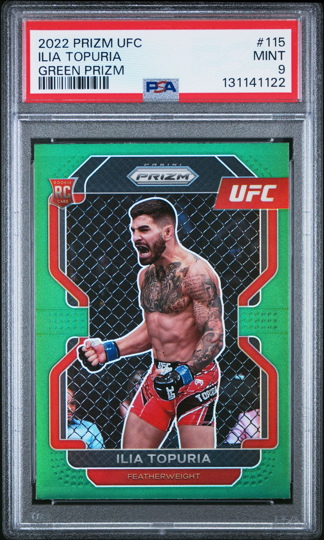 2022 Panini Prizm Ufc Ilia Topuria #115 (Green Prizm) Mint 9 front