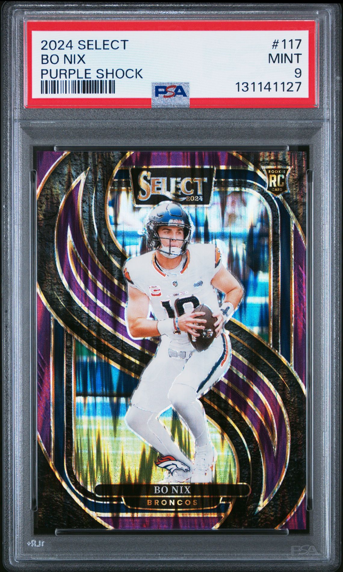 2024 Panini Select Bo Nix #117 (Purple Shock) Mint 9 front