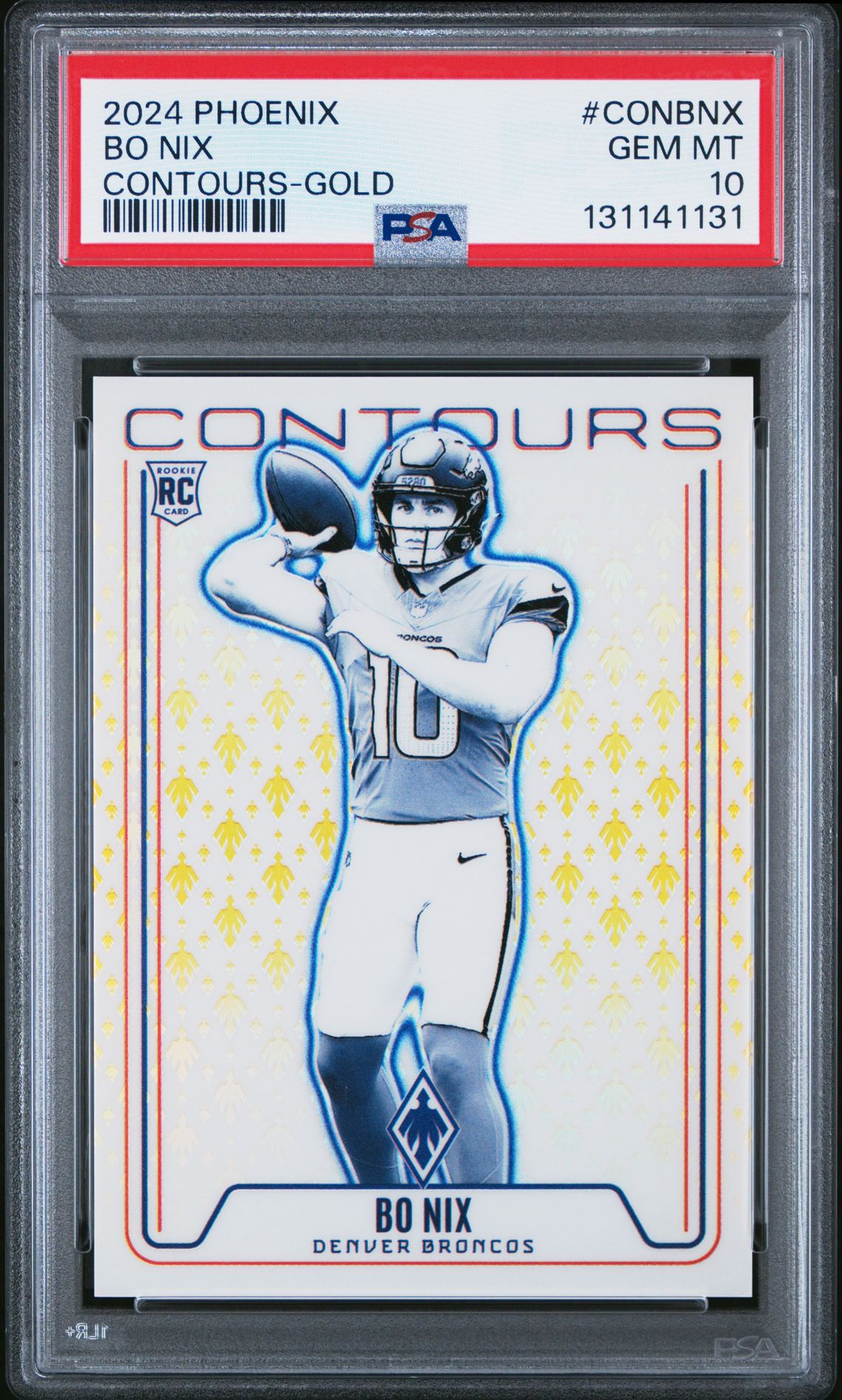 2024 Panini Phoenix Contours Bo Nix #Conbnx (Contours-Gold) Gem Mt 10 front