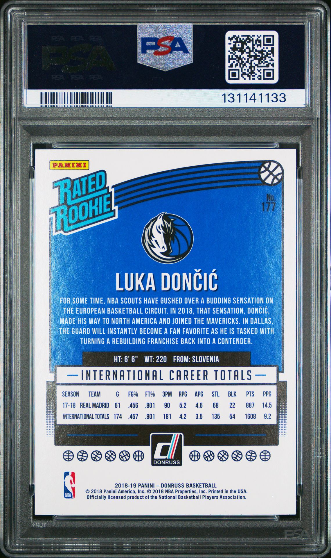 2018 Panini Donruss Luka Doncic #177 Nm-Mt 8 back