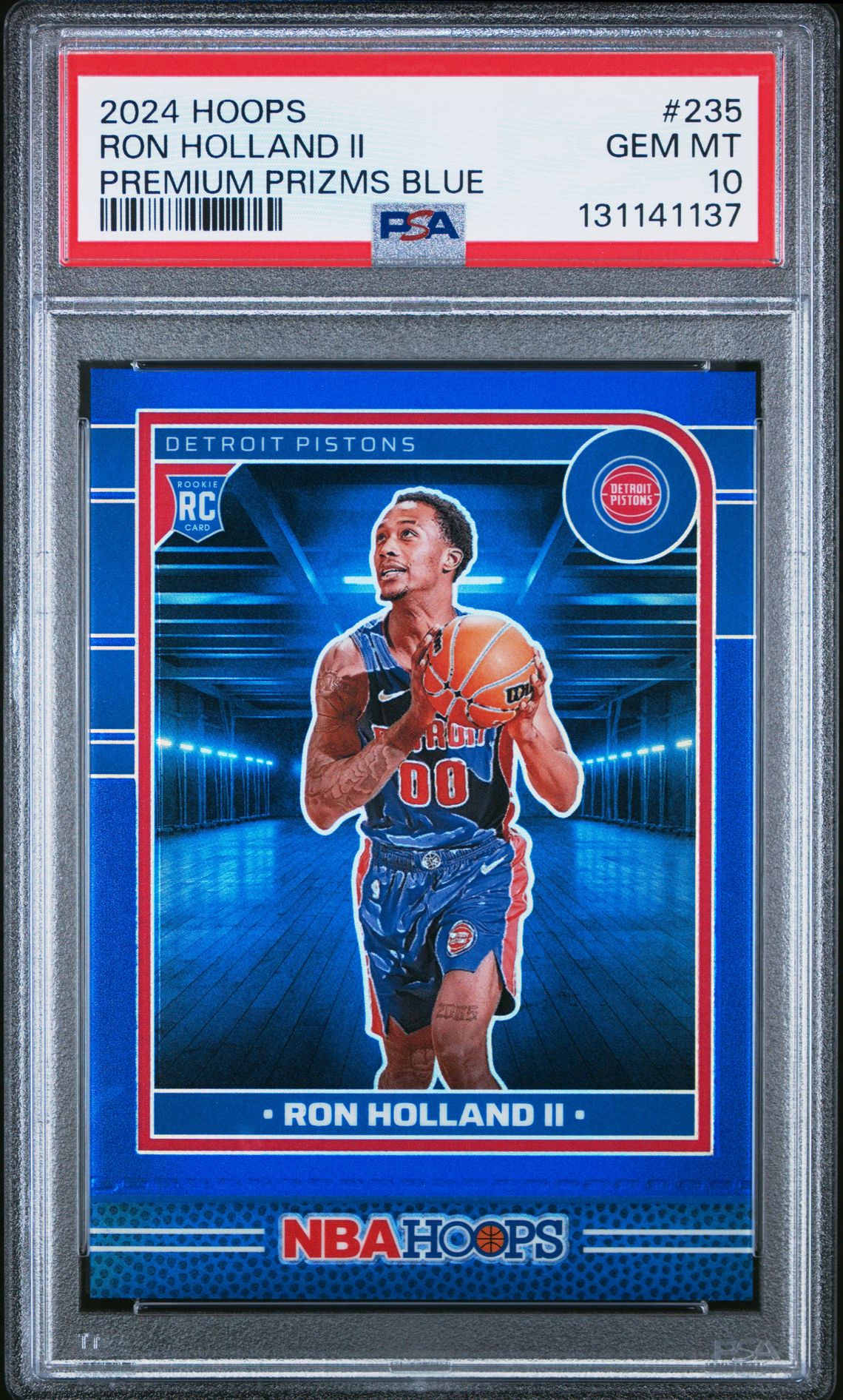 2024 Panini Nba Hoops Ron Holland Ii #235 (Premium Prizms Blue) Gem Mt 10 front