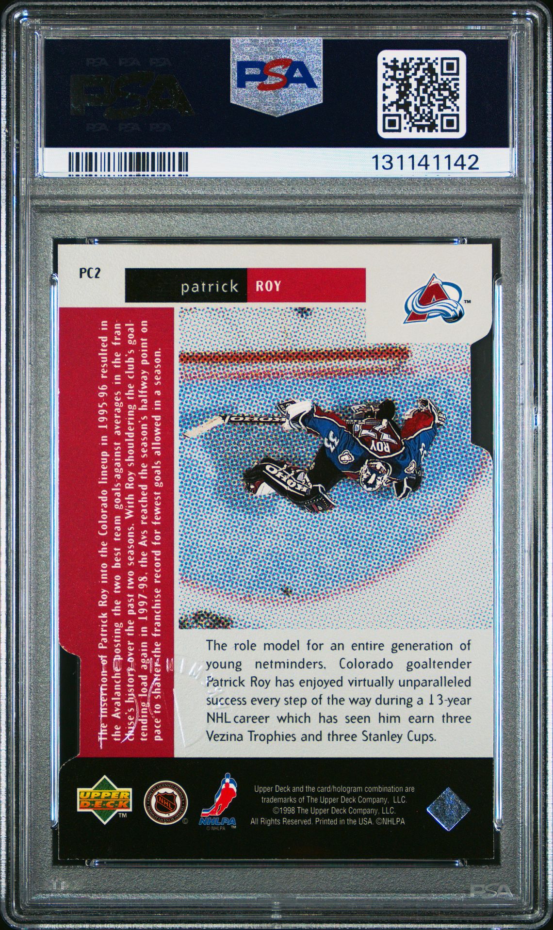 1997 Upper Deck Black Diamond Premium Cut Patrick Roy #Pc2 (Premium Cut-Single) Nm-Mt 8 back