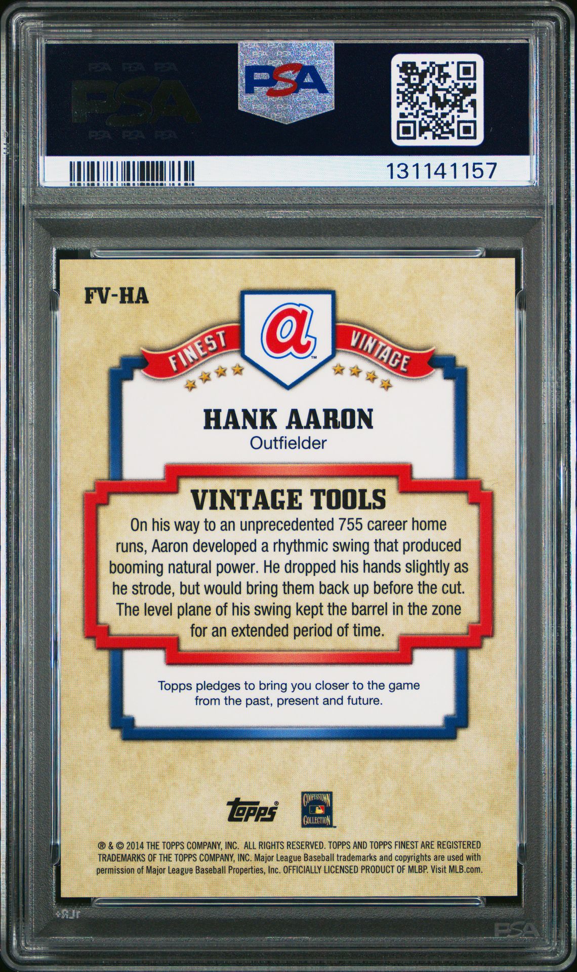 2014 Finest Vintage Hank Aaron #Fv-Ha (Vintage) Nm-Mt 8 back