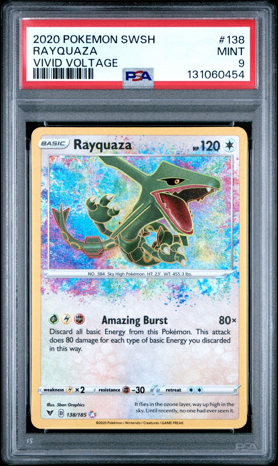 2020 Pokemon Sword & Shield Vivid Voltage Rayquaza #138 (Vivid Voltage) Mint 9 front