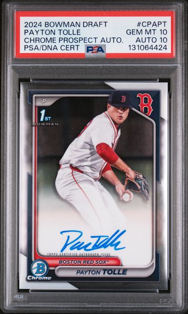 2024 Bowman Bowman Draft CHR PROSPECT AUTO-BLUE REF #CPAPT Payton Tolle front