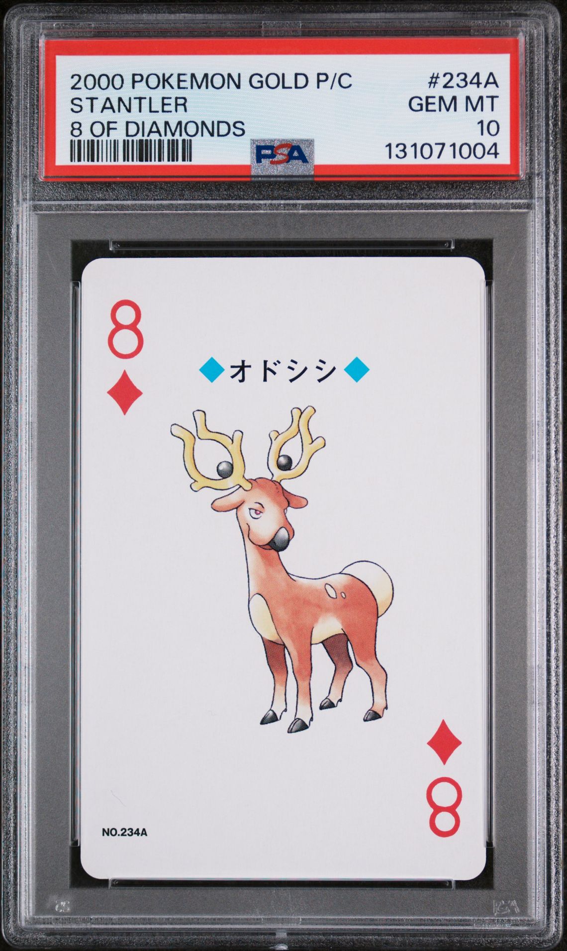 2000 Pokemon POKEMON GOLD VERSION PLAYING CARDS 8 OF DIAMONDS #234A Stantler front
