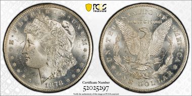 1878-CC $1 VAM 11, Lines in Wing MS64