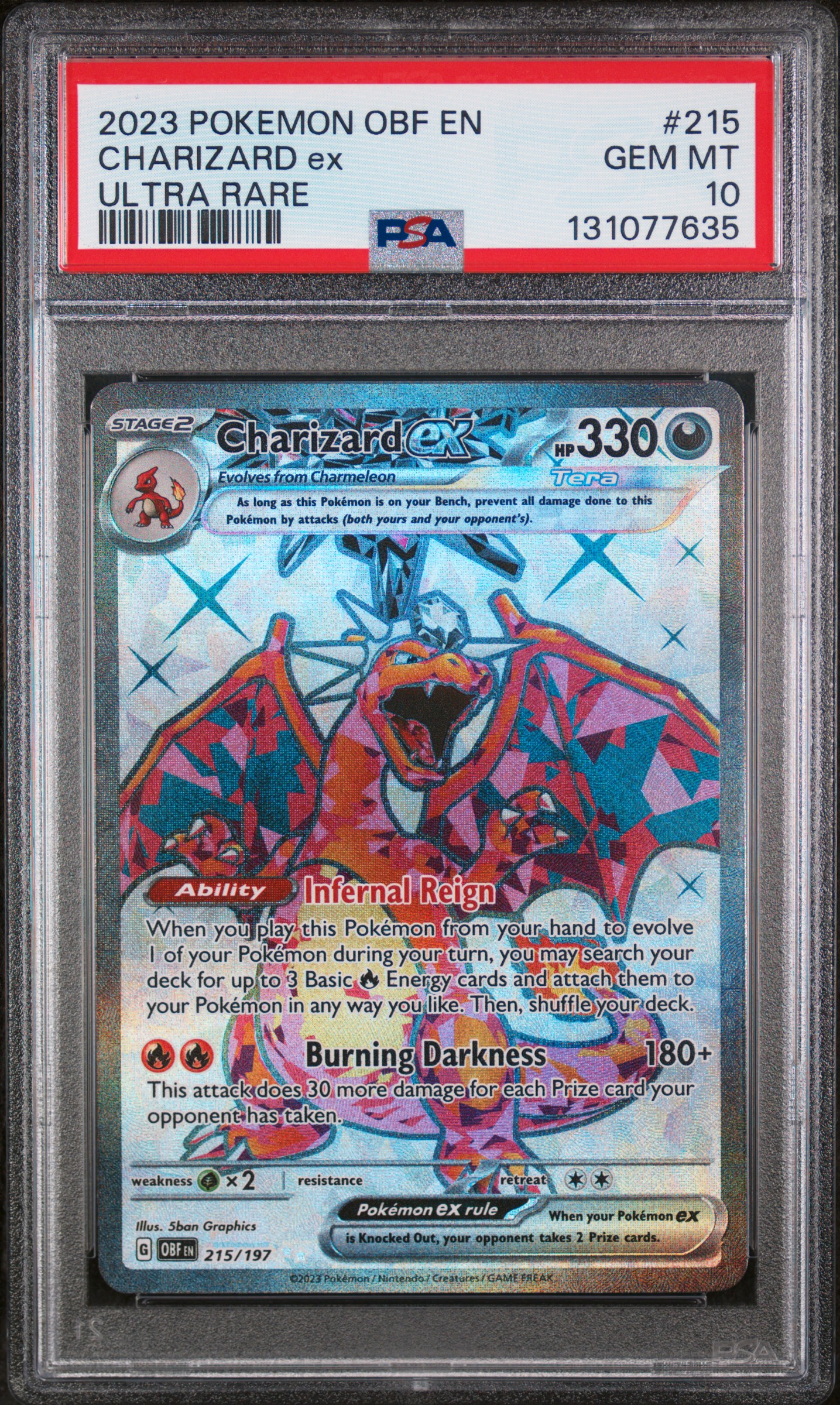 2023 #215 Charizard EX PSA 10 Obf EN-Obsidian Flames