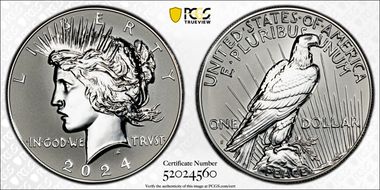 2024-S $1 Peace Dollar Rev PR Two-Coin Reverse Proof Set PR69