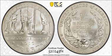 2010-W $1 Disabled Veterans MS69