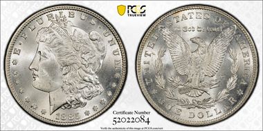 1885 $1 VAM 1A Pitted Reverse MS64