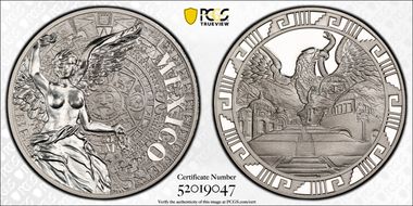 (2016)-Mo Medal "Mexican Elements" Ag 1oz Later Type PR70DCAM