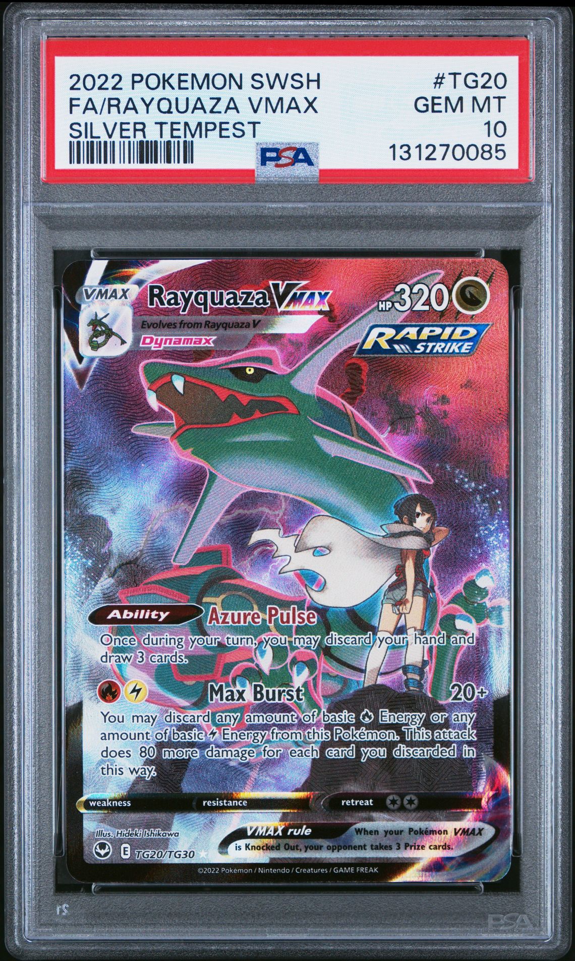 2022 Pokemon Sword & Shield Silver Tempest Fa/Rayquaza Vmax #Tg20 (Silver Tempest) Gem Mt 10 front
