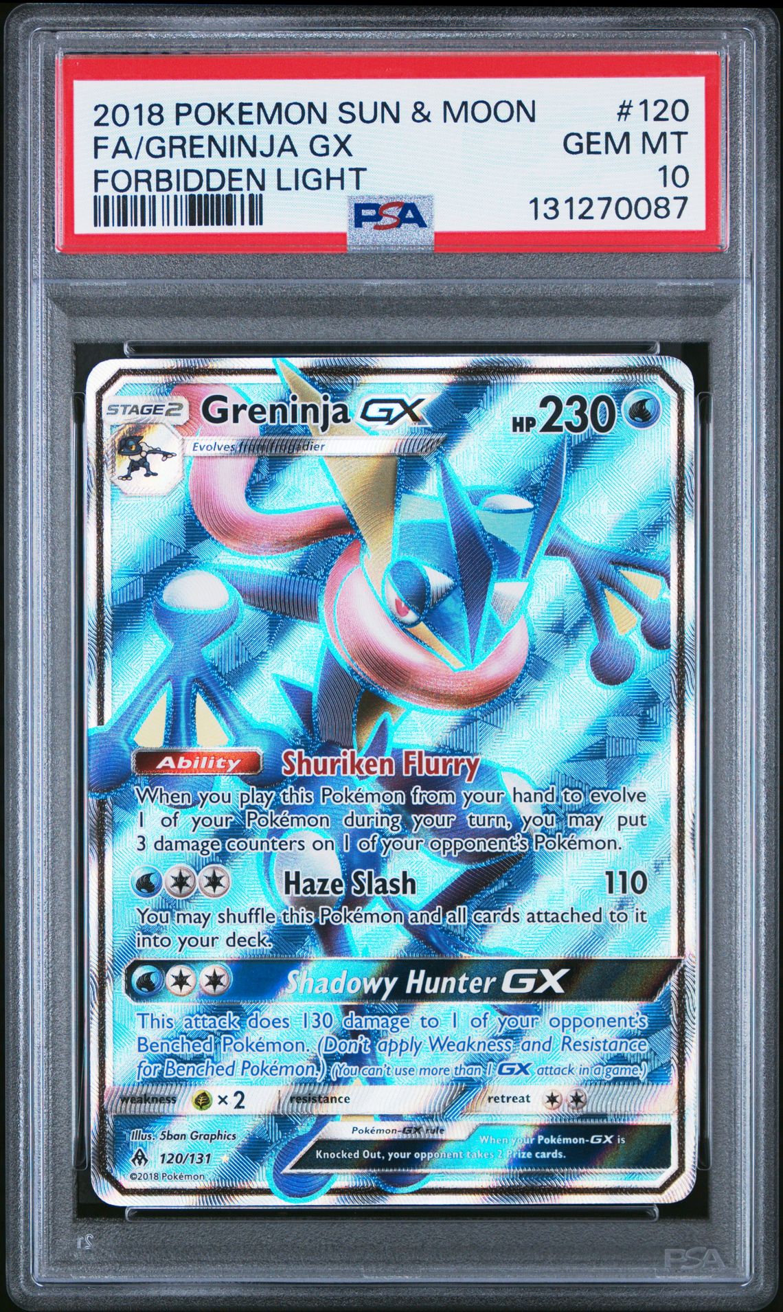 2018 Pokemon Sun & Moon Forbidden Light Fa/Greninja Gx #120 (Forbidden Light) Gem Mt 10 front