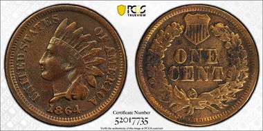 1864 1C Bronze N1BN