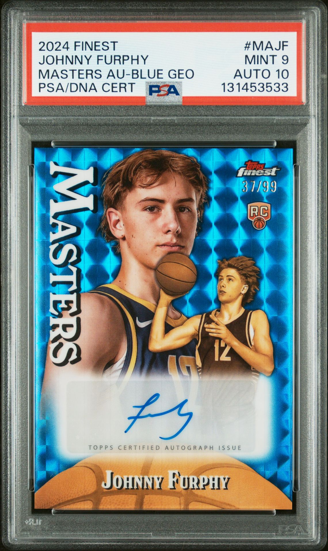 2024 Topps TOPPS FINEST MASTERS AUTOGRAPH BLUE GEO #MAJF Johnny Furphy front