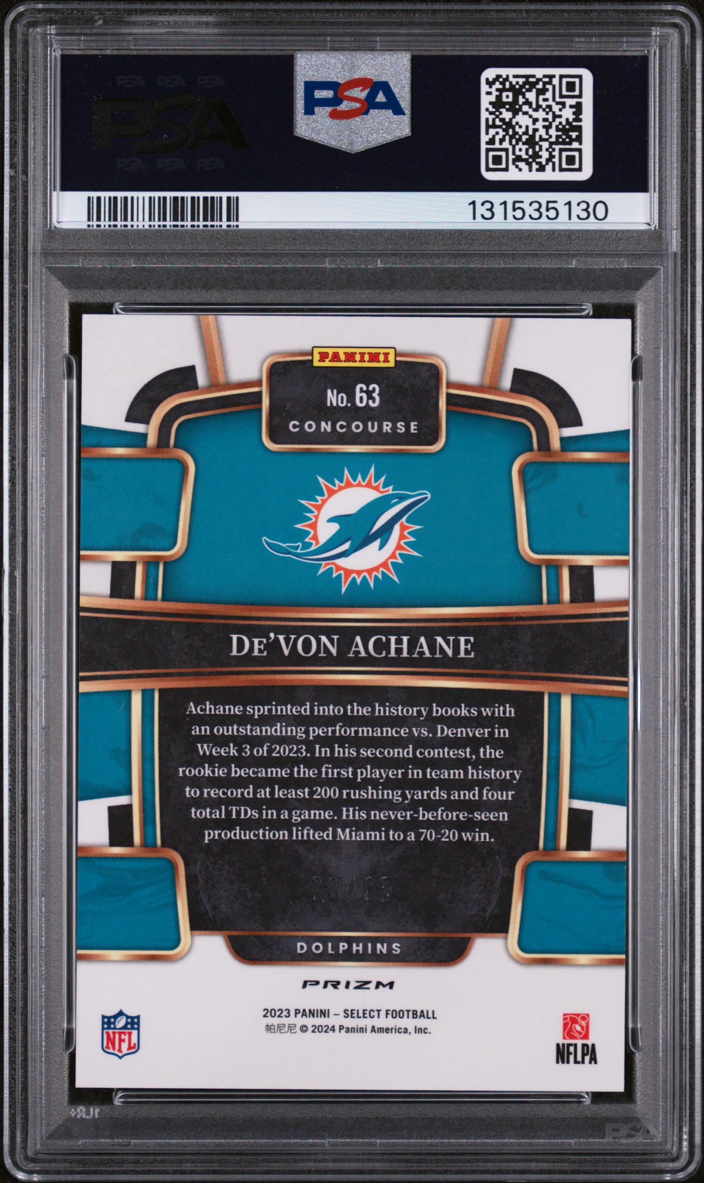 First Coast Cards's 2023 Panini Select De'von Achane Tie-Dye Prizm