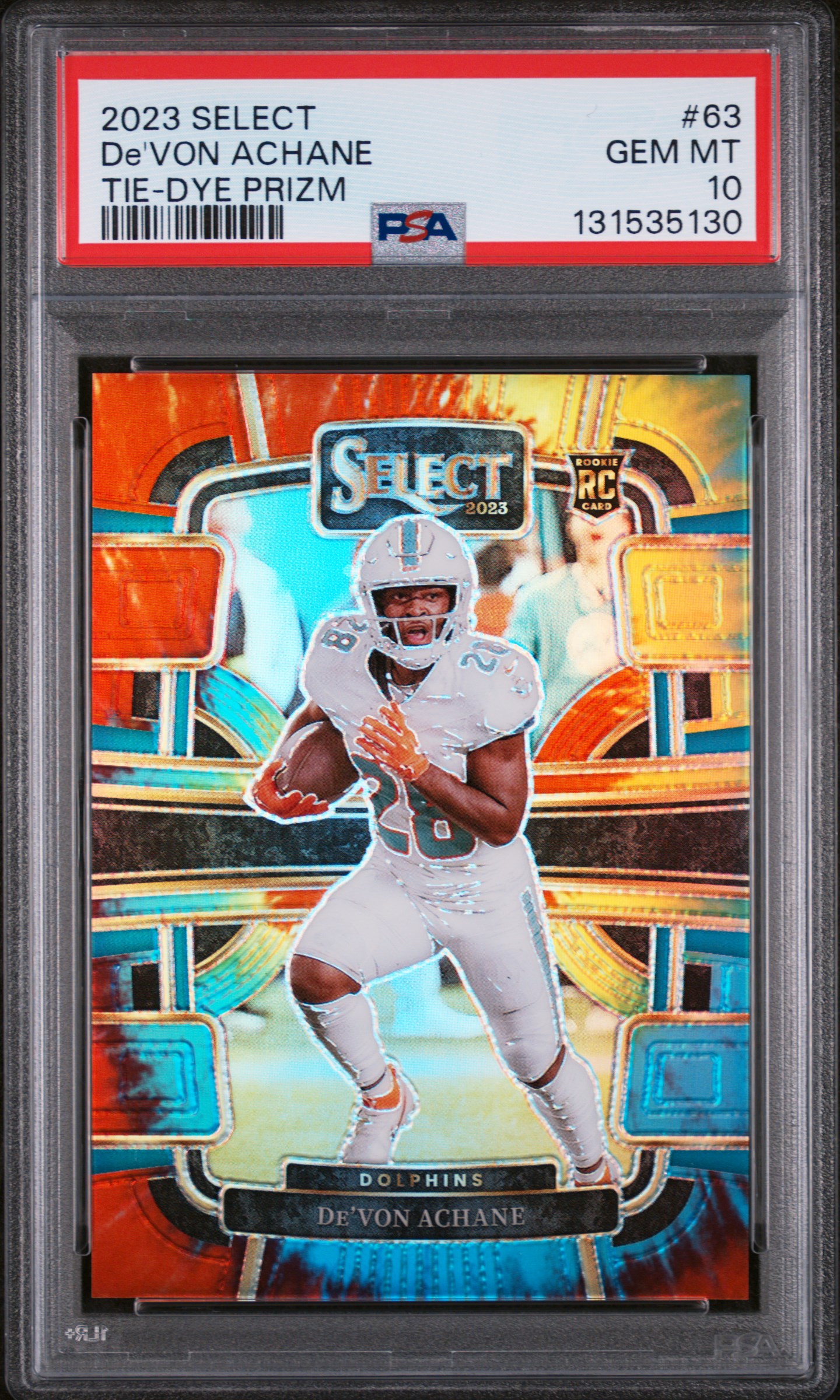 First Coast Cards's 2023 Panini Select De'von Achane Tie-Dye Prizm