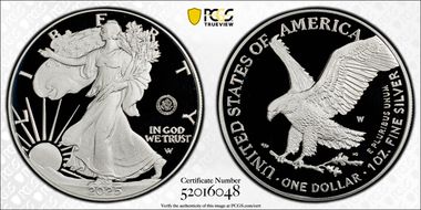 2025-W $1 Silver Eagle w/ U.S. Army Privy 250th Anniversary PR69DCAM