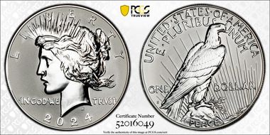 2024-S $1 Peace Dollar Rev PR Two-Coin Reverse Proof Set PR69
