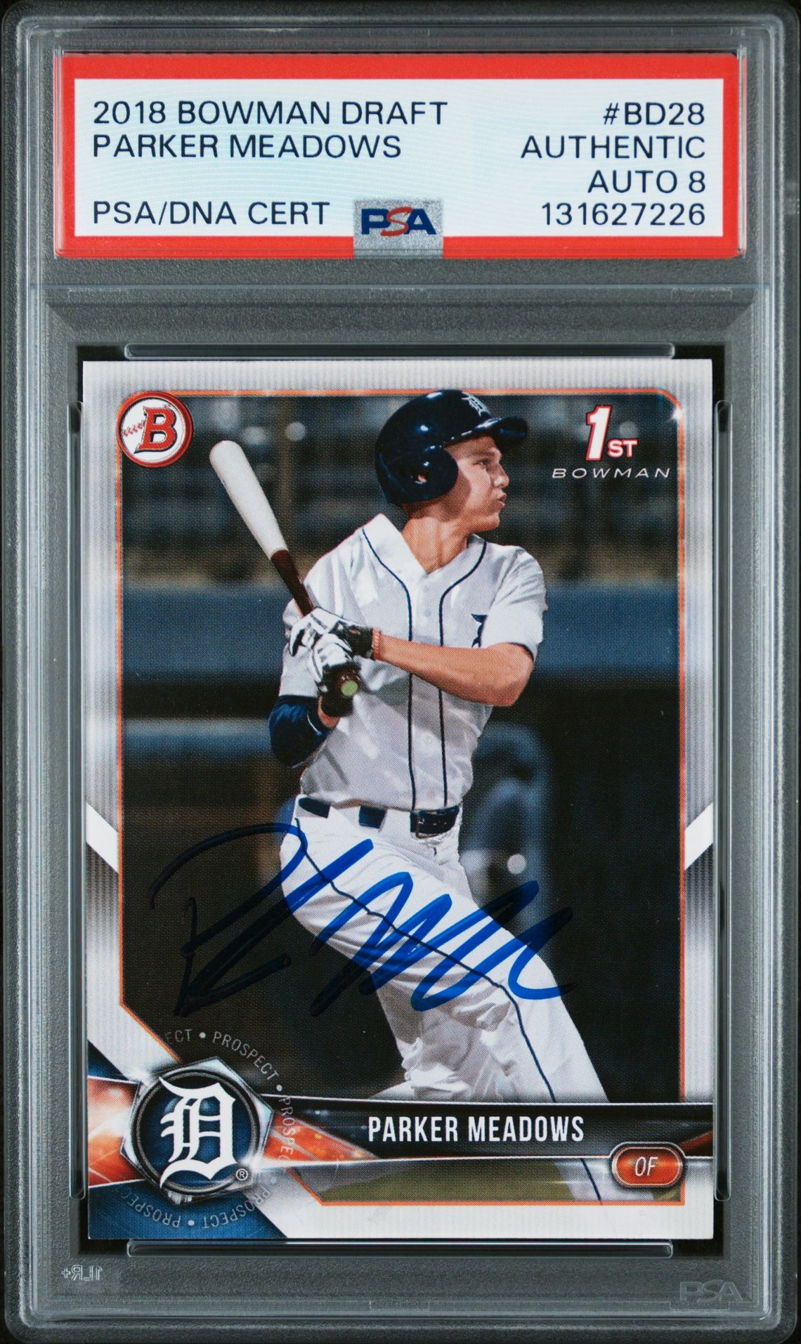 2018 Bowman Draft Parker Meadows #Bd28 N0: Authentic front