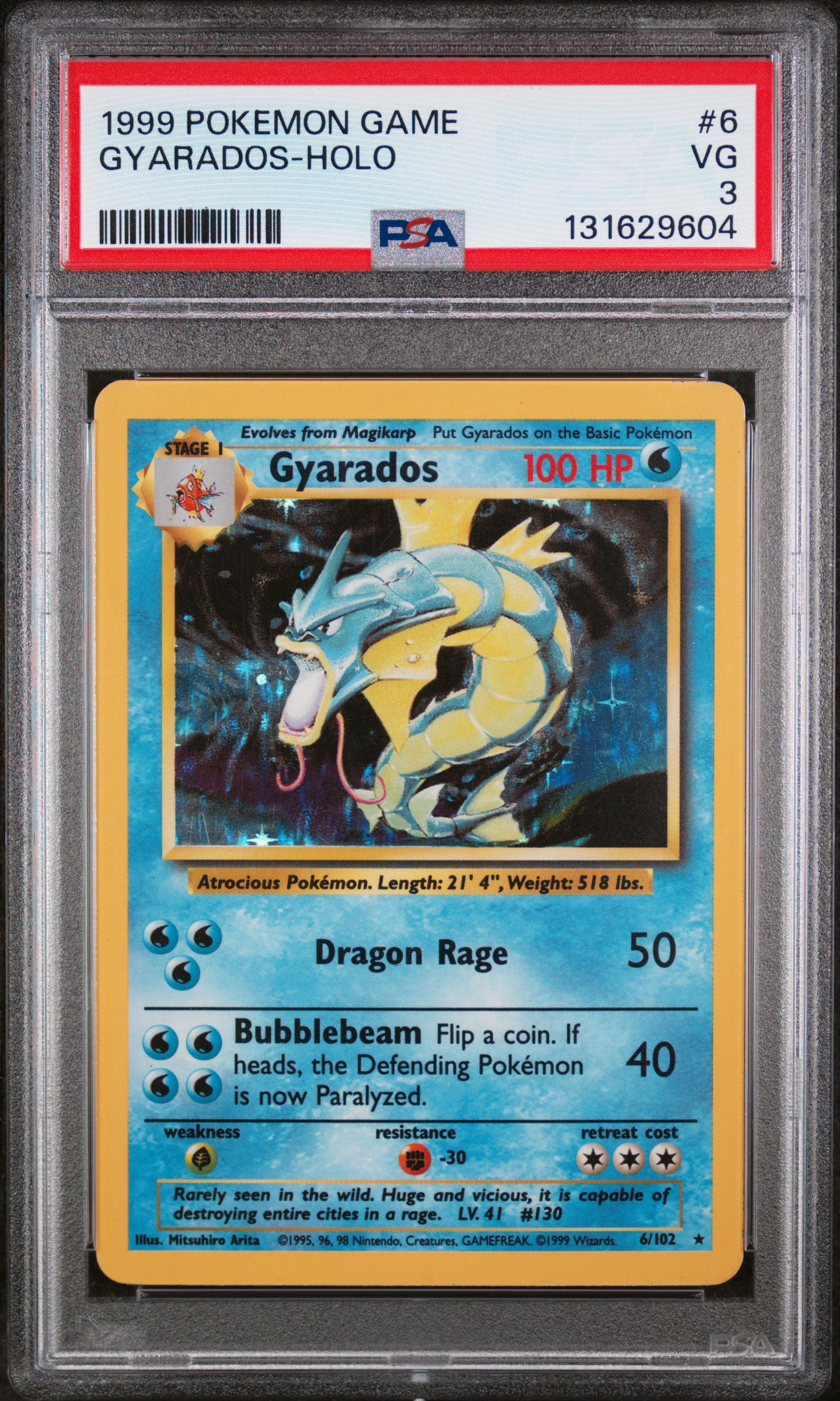 1999 #6 Gyarados-Holo PSA 3 Game
