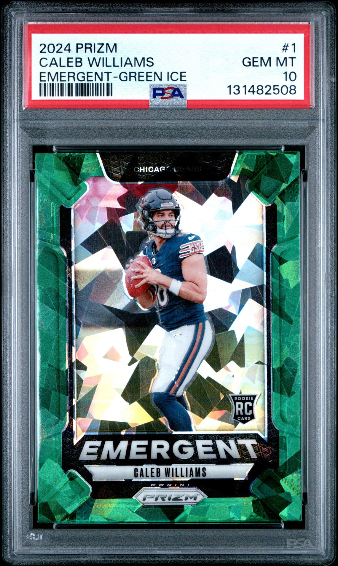 2024 Panini Prizm Emergent Caleb Williams #1 (Emergent-Green Ice) Gem Mt 10 front
