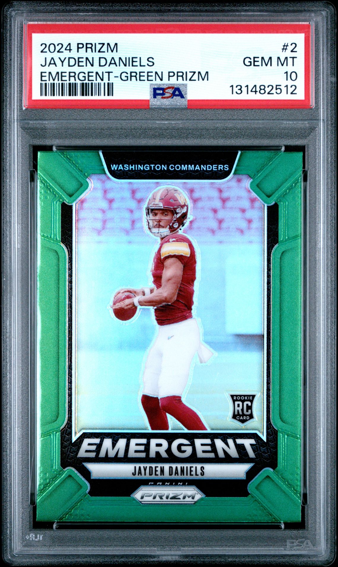 2024 Panini Prizm Emergent Jayden Daniels #2 (Emergent-Green Prizm) Gem Mt 10 front